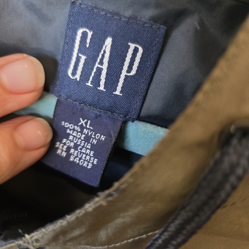 GAP Jacket Adult Size XL Green & Navy Kangaroo Pocket Lightweight Windbreaker - Picture 4 of 6